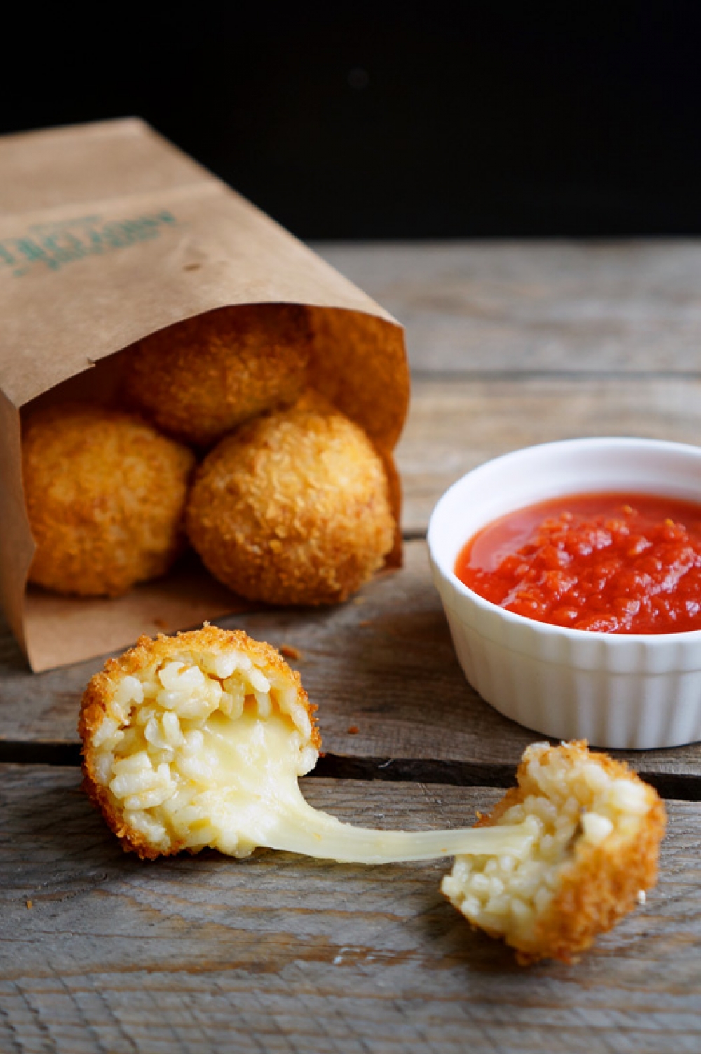 Arancini from risotto with cheese